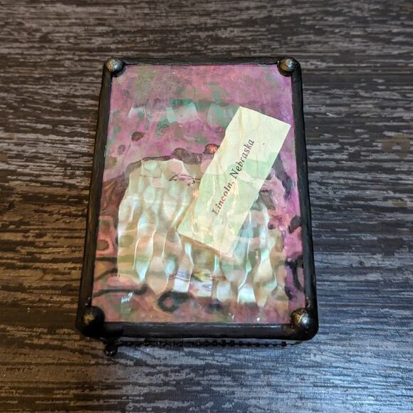 J Devlin Glass Art Rare Golf Themed Fused Glass Box New with Tags - Picture 5 of 5